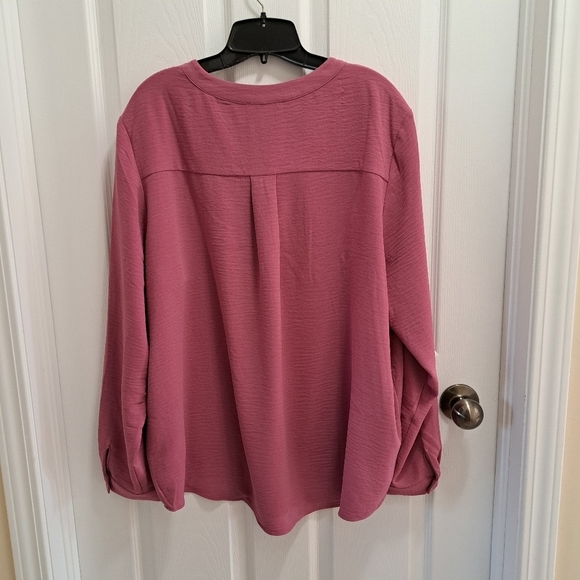 Dalia Blouse Women's XXL Long Sleeved Pink Pull Over V-Neck Shirt - Picture 4 of 10